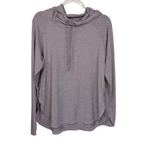 Athleta Large Top Uptown Hoodie Purple Lightweight Hooded Long Sleeve